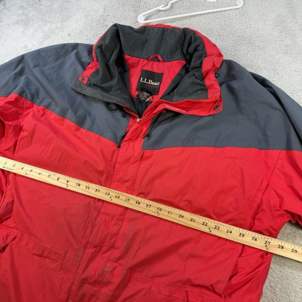 LL Bean Jacket Mens 2XL Red Grey Gore Tex Waterproof Hooded Outdoor Coat